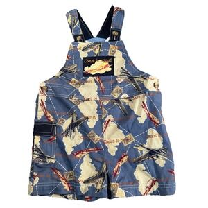 Vintage Toddler Airplane Coast To Coast Blue SZ 4T Bibs AOP Flights Travel Kids